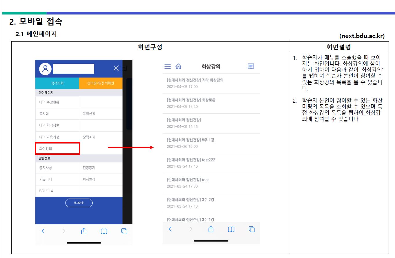 부산디지털대학교 화상강의 사용자매뉴얼